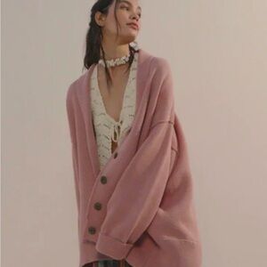 Free People Dusty Rose Oversized Cardigan